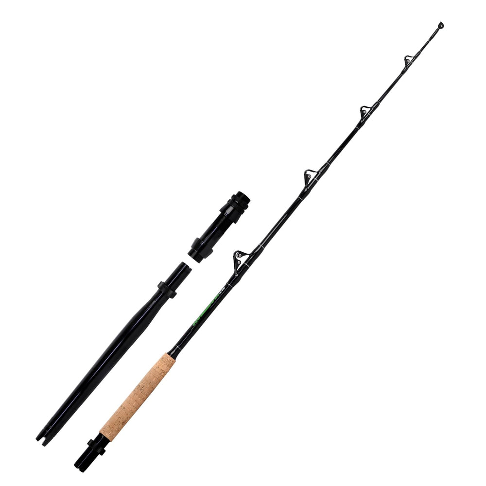 Close-up of heavy-duty roller guides on Fiblink offshore rod