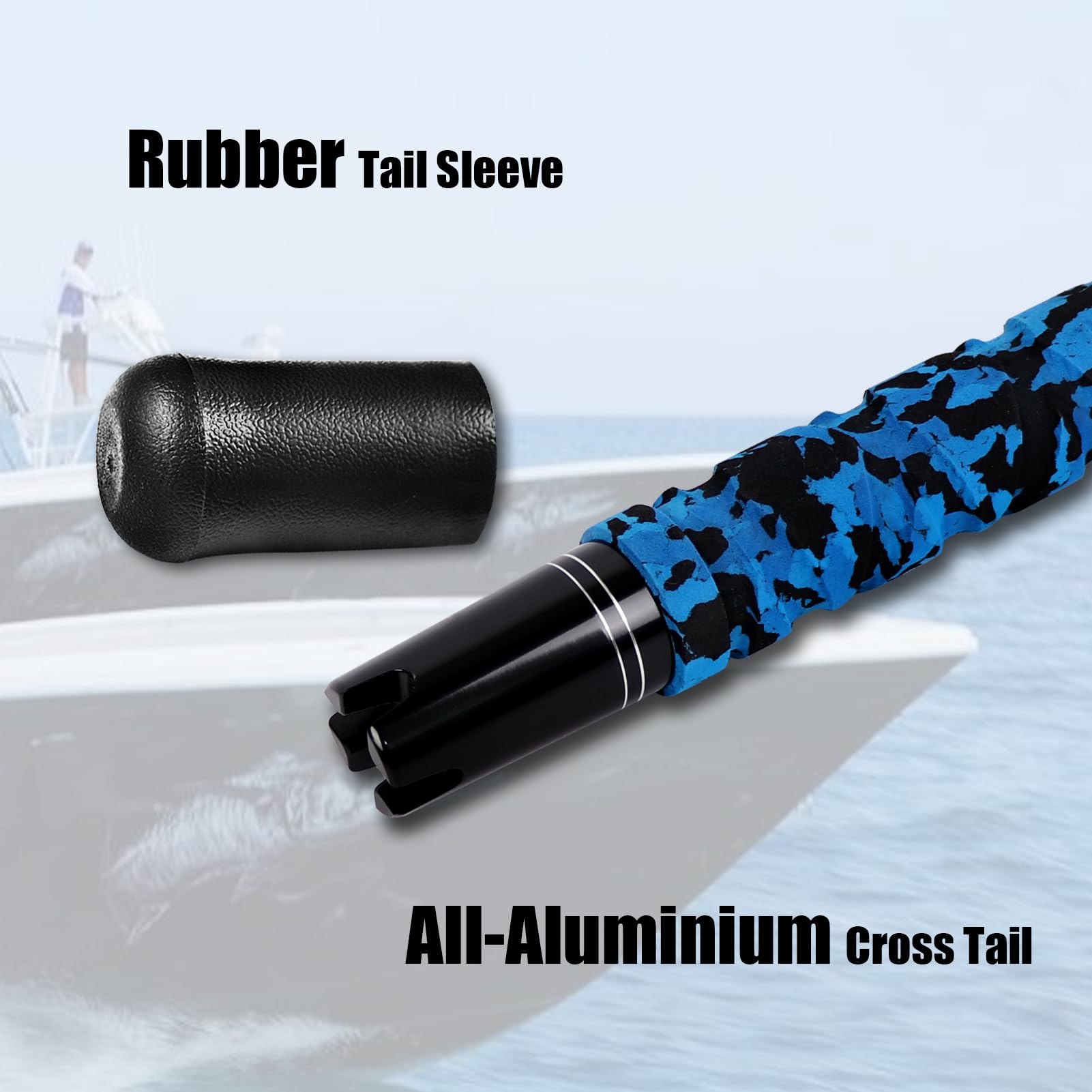 Fiblink camouflage EVA handle close-up highlights comfort and sensitive grip.
