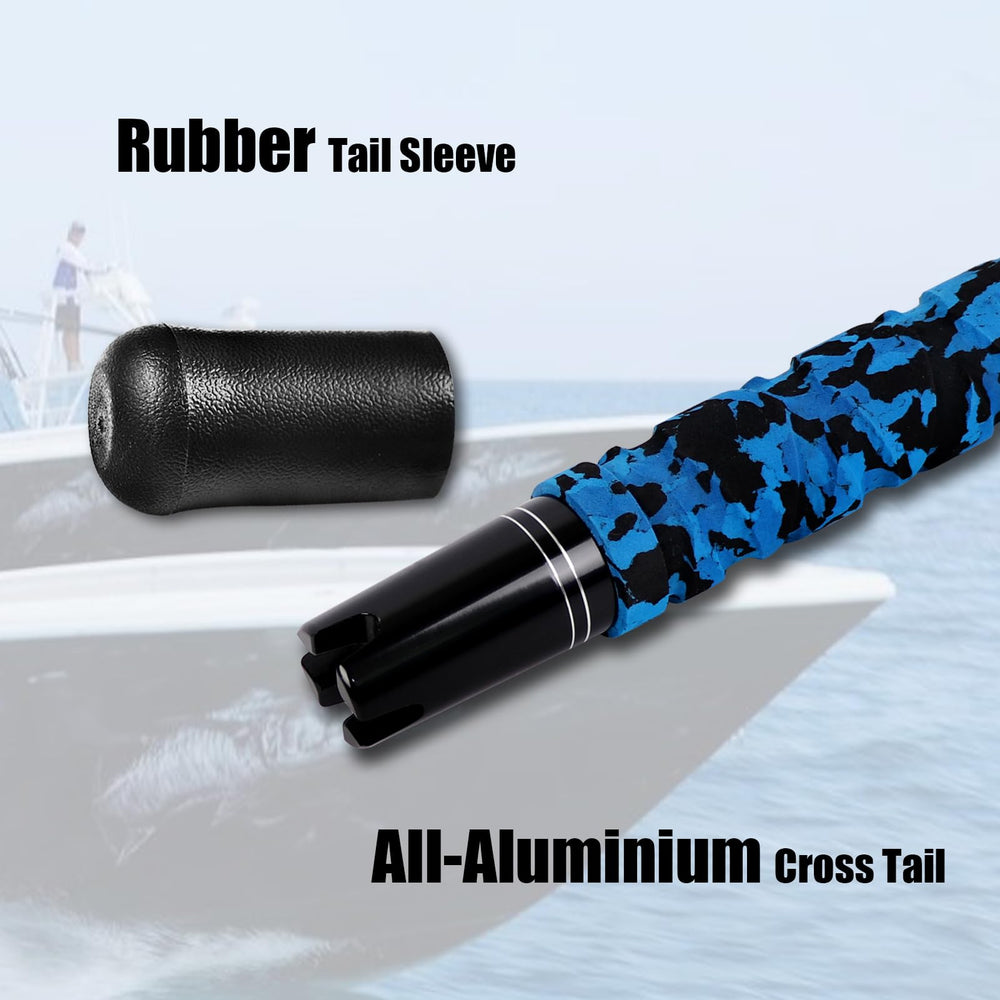 Fiblink camouflage EVA handle close-up highlights comfort and sensitive grip.