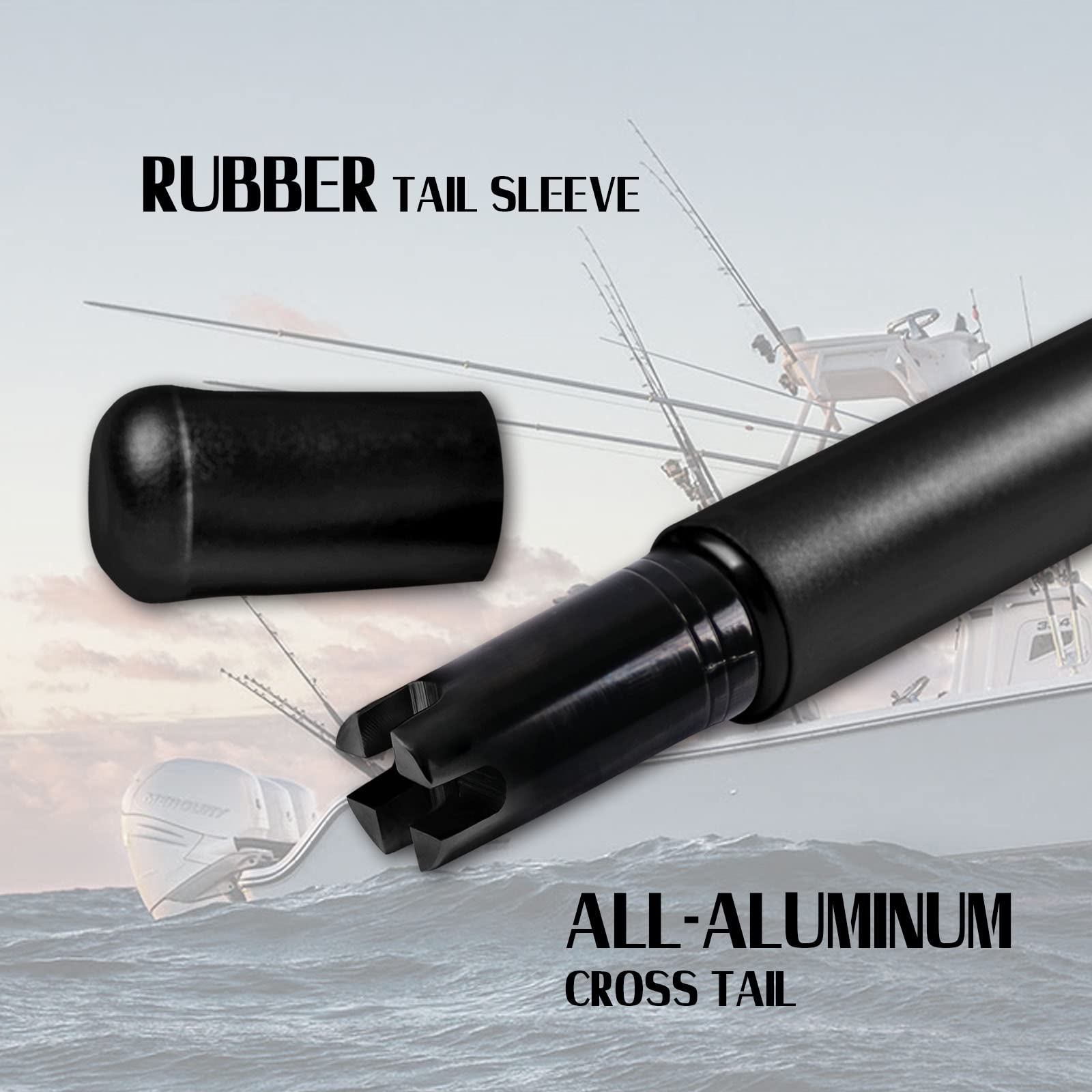 Fiblink saltwater-rod-grip-handle shows non-slip rubber shrink tube grip for wet conditions.