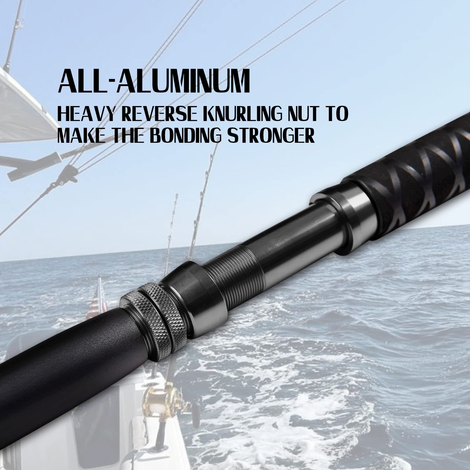 Fiblink saltwater-rod-varnish-design highlights black baking varnish with red-silver accents.