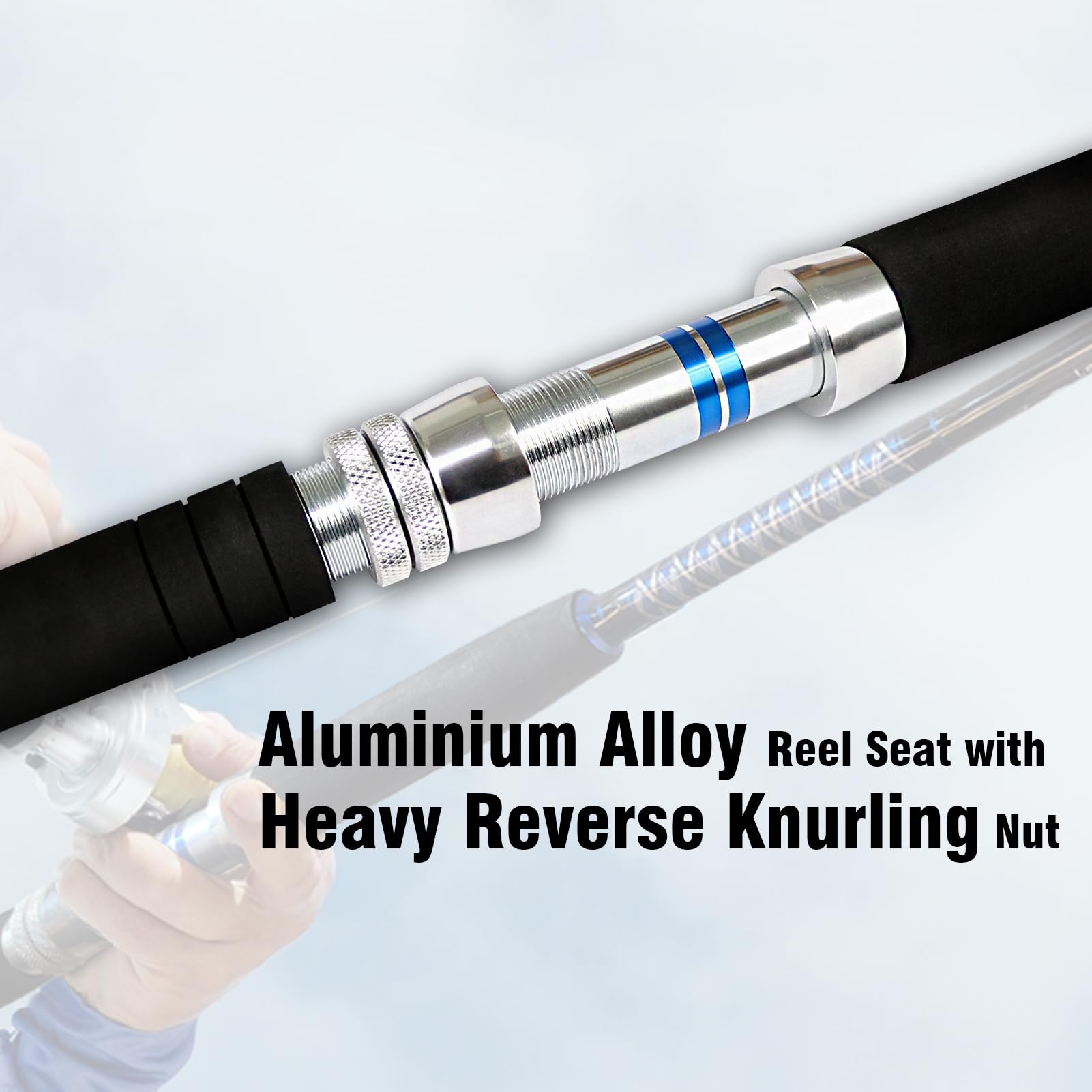 Fiblink stainless roller guides protect line for smooth offshore trolling.