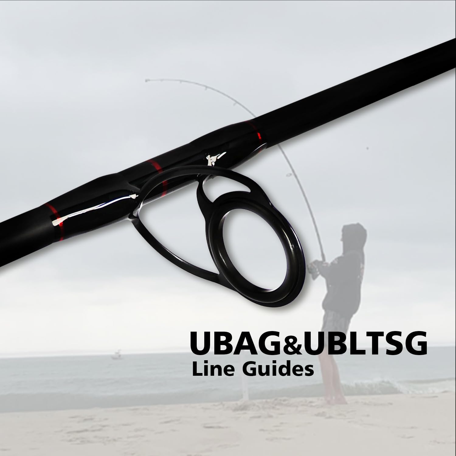 Fiblink ceramic guides close-up reduces friction for long, smooth casting.