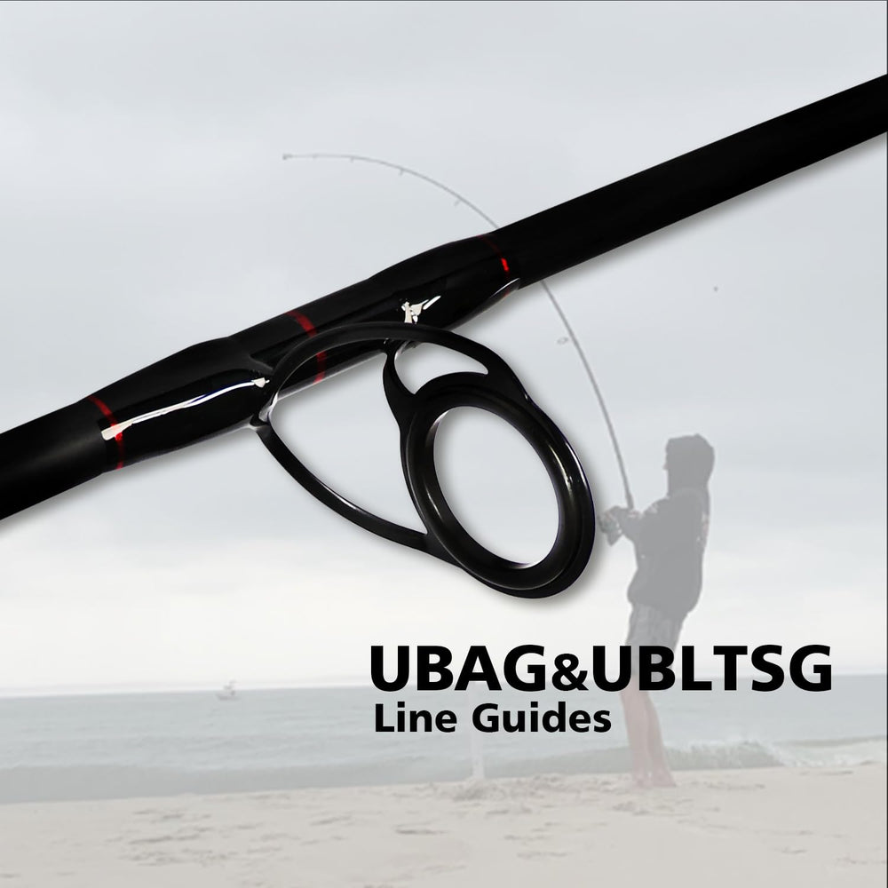 Fiblink ceramic guides close-up reduces friction for long, smooth casting.