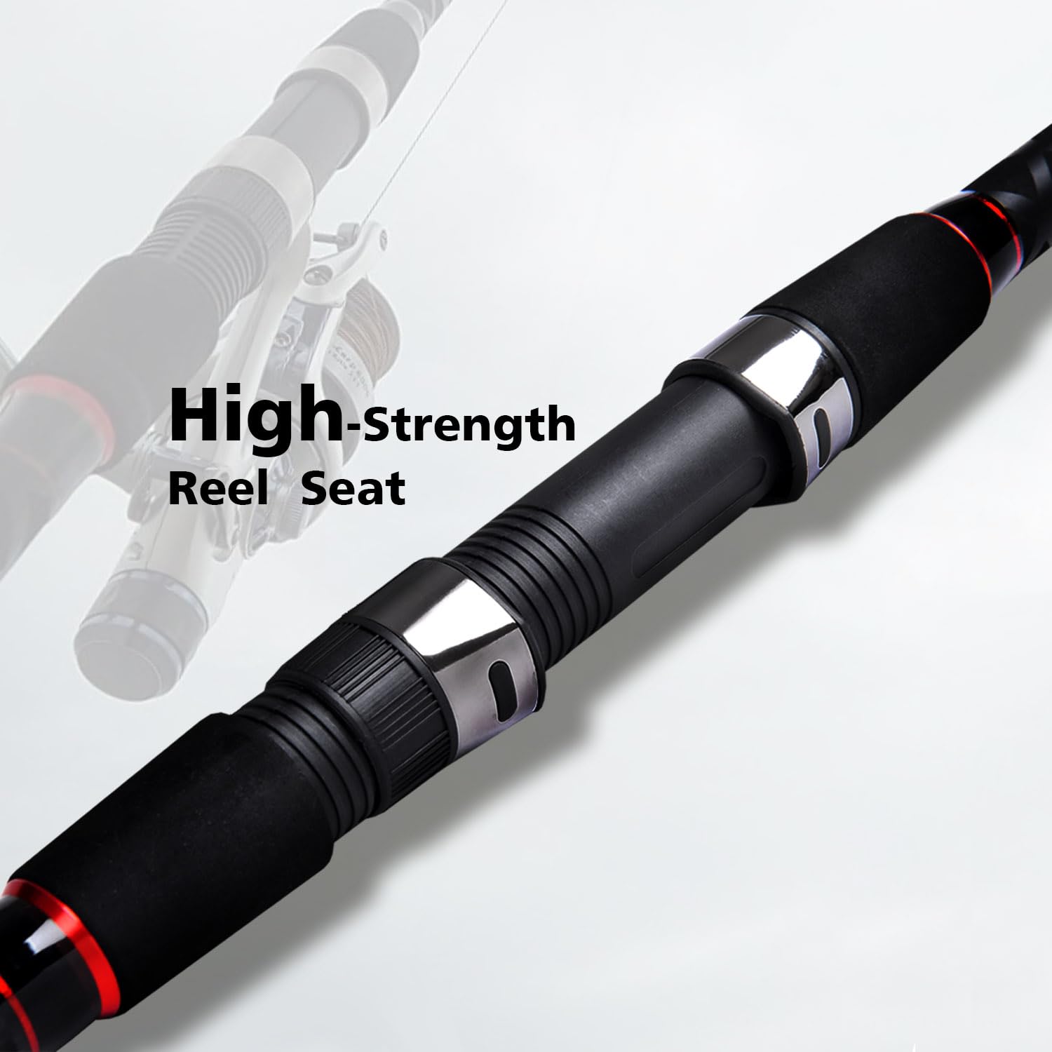 Fiblink non-slip handle close-up demonstrates secure grip during big casts.