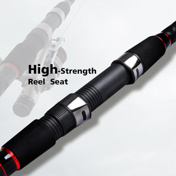 Fiblink non-slip handle close-up demonstrates secure grip during big casts.