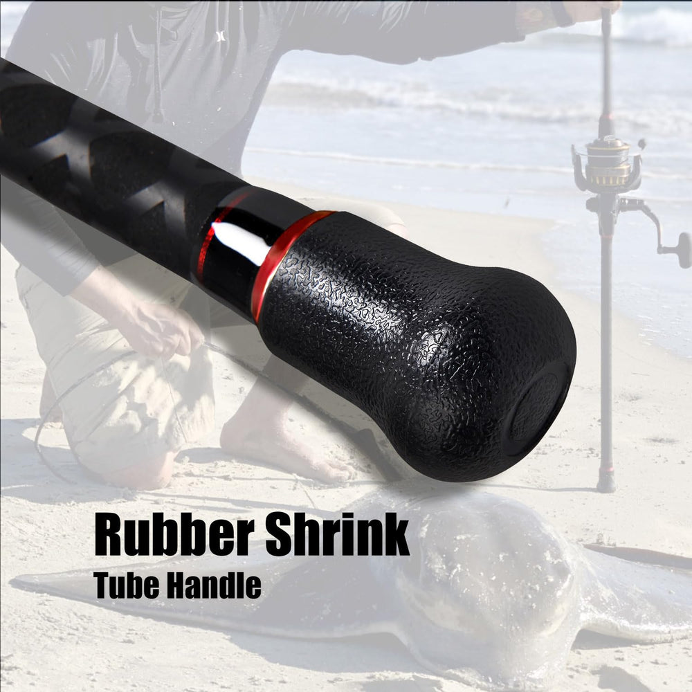 Fiblink surfcasting action on shoreline showing pro-level durability.
