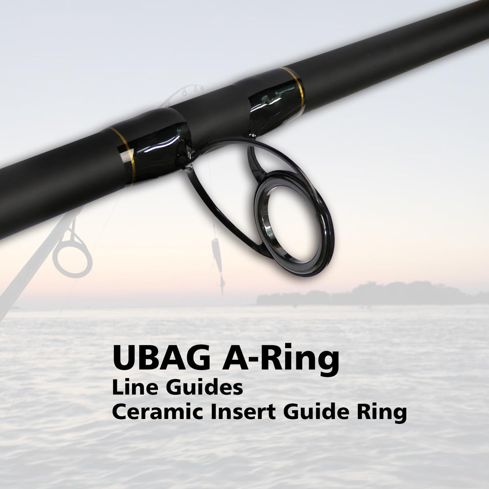 Fiblink surf spinning rod includes anti-wear rubber butt cap for comfortable long days.