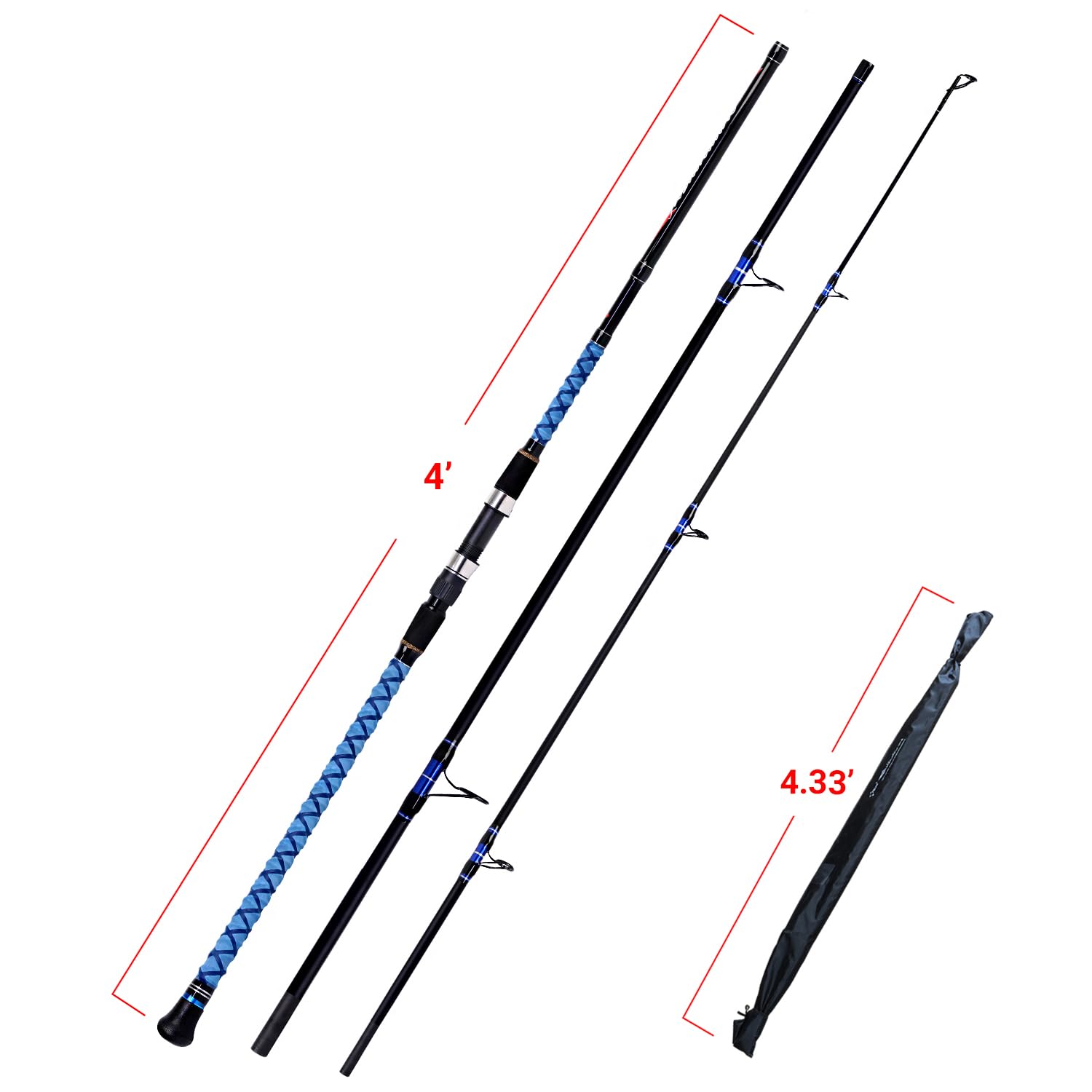 Fiblink surf spinning rod blue design enhances visibility and coastal style during day casts.