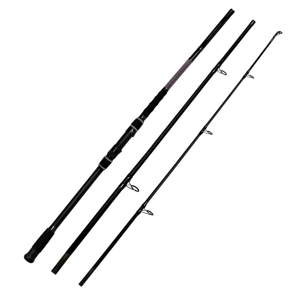 Fiblink surf spinning rod with stainless steel guides and ceramic inserts for smooth line flow.