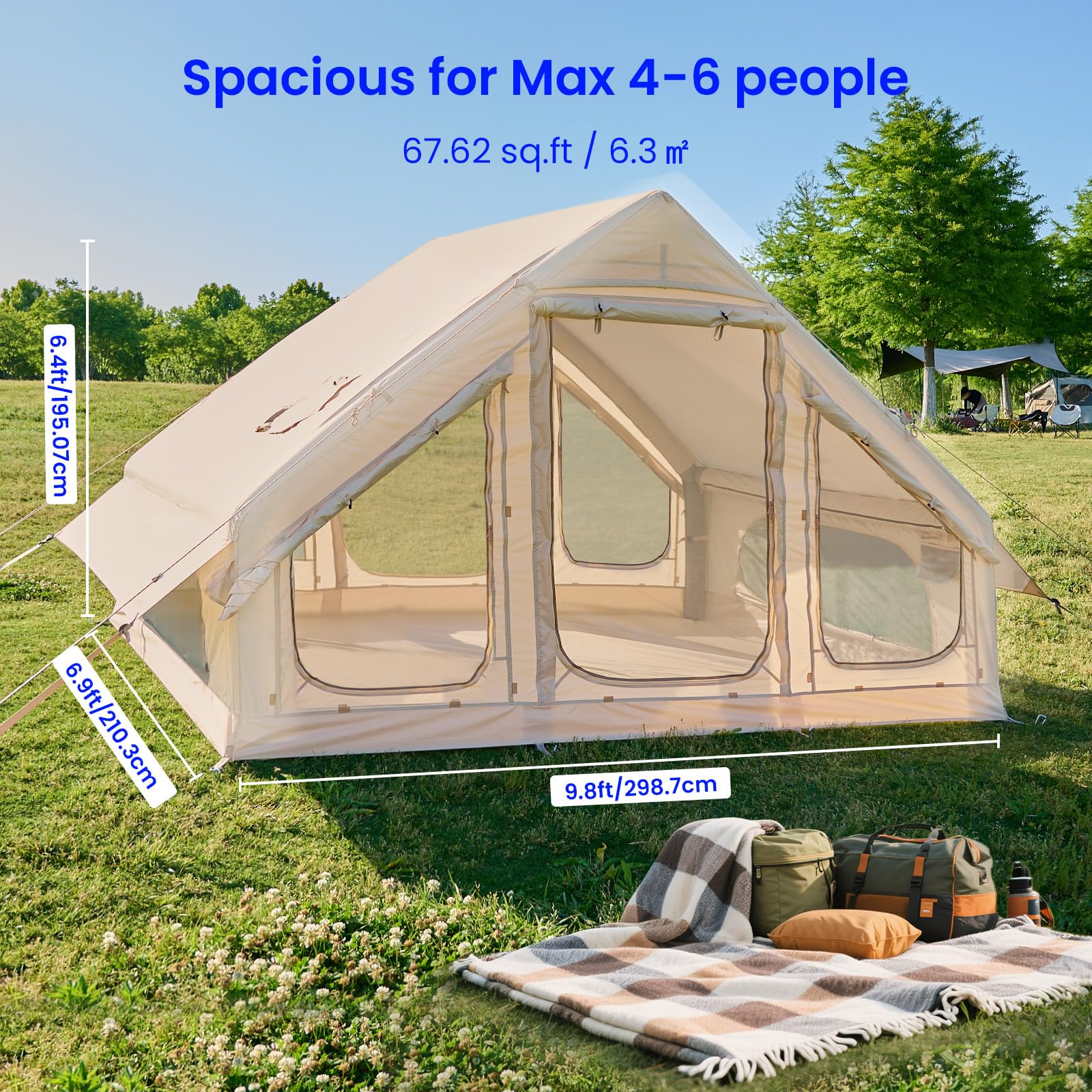 FICISOG interior view shows spacious 4-6 person layout for family camping.
