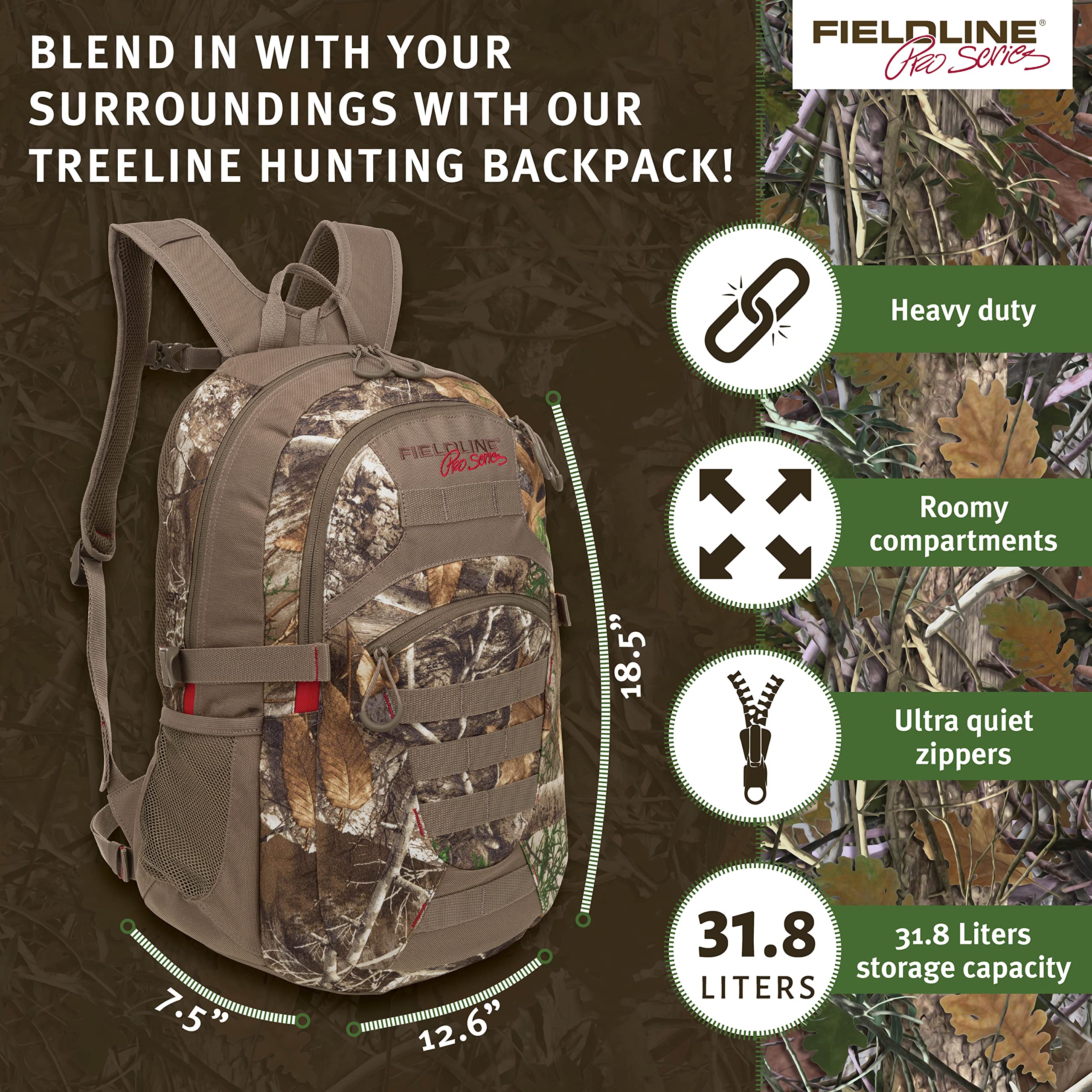 Fieldline Treeline organizer pocket for quick access to essentials.