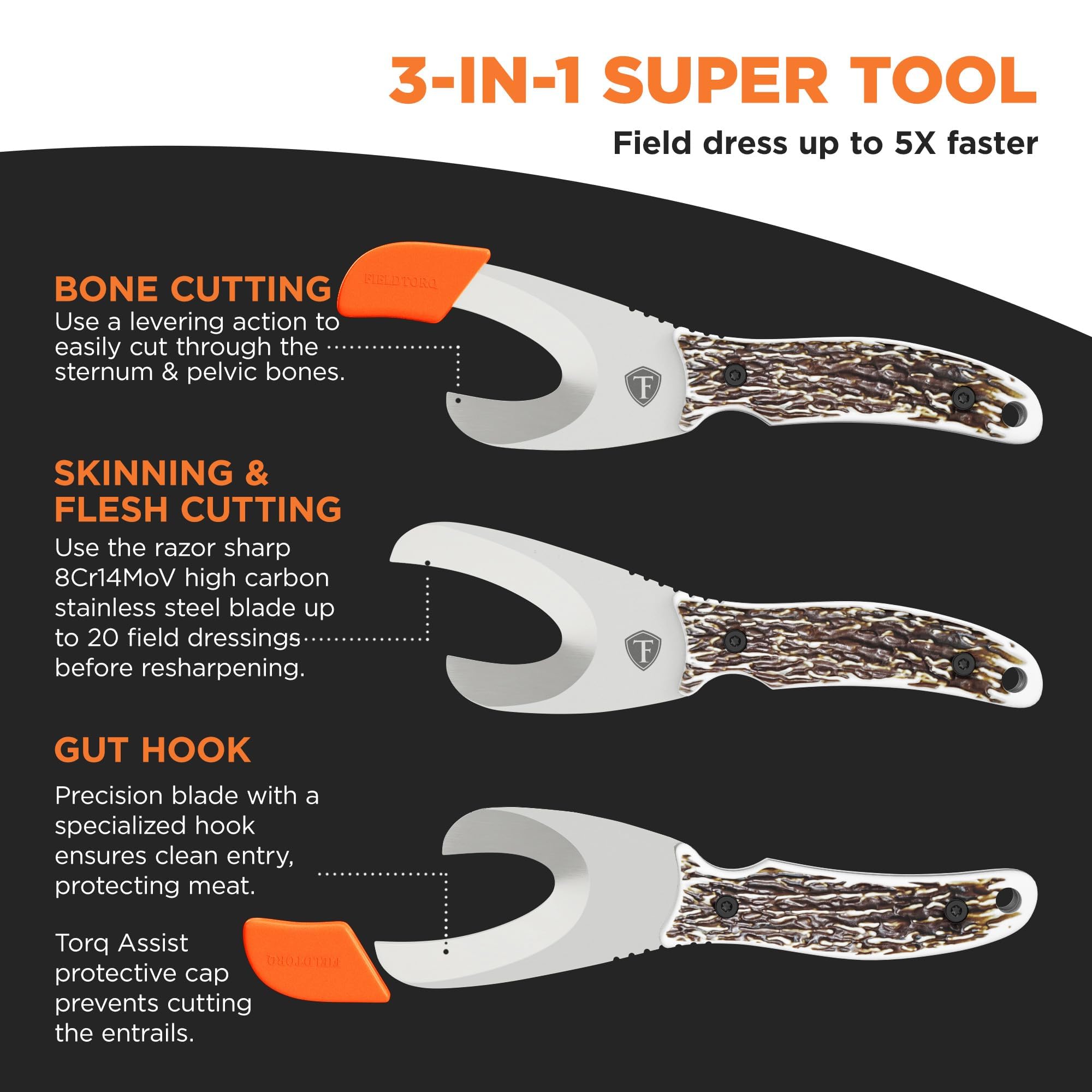Two-stage ceramic sharpener included with FieldTorq kit for quick edge maintenance.