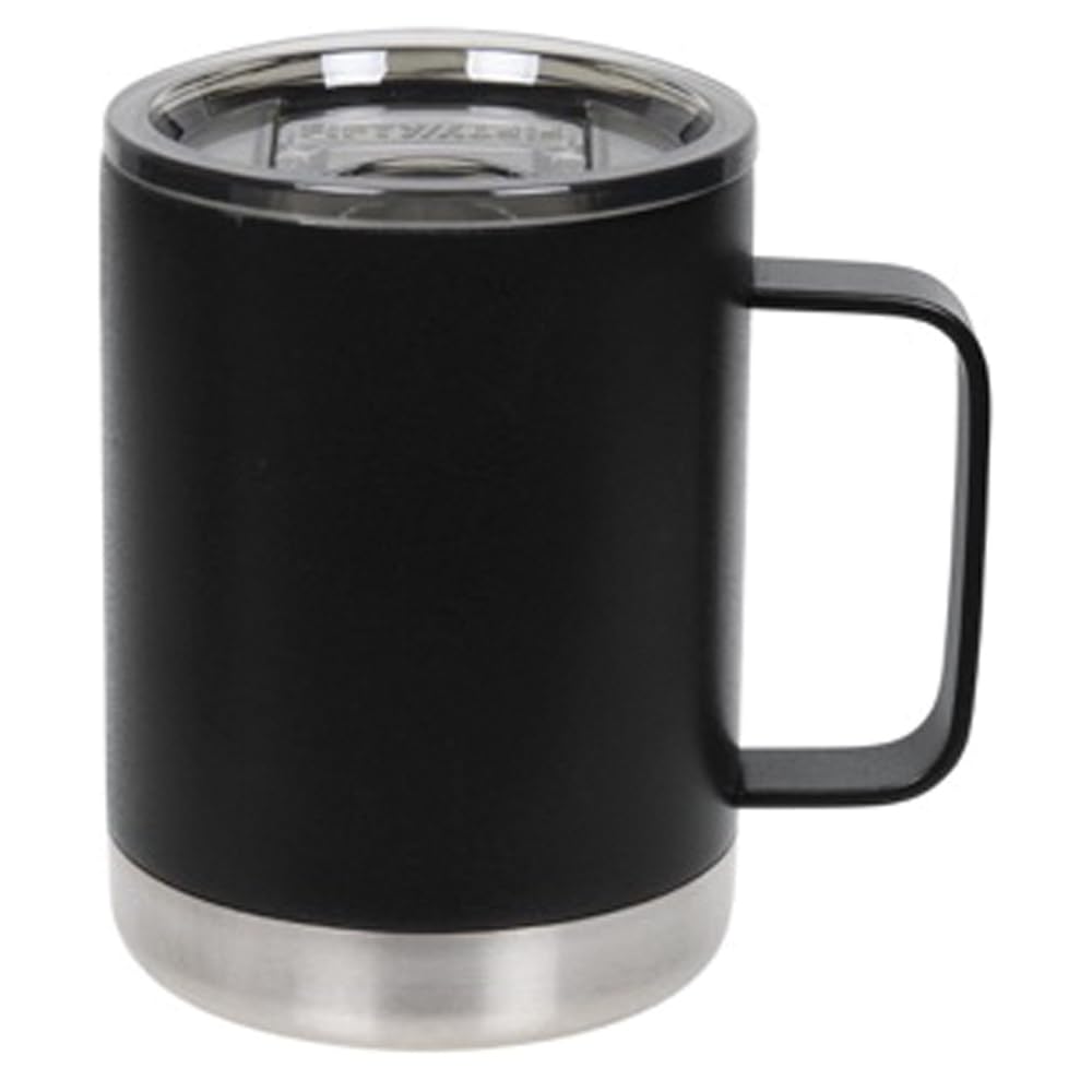 FIFTY/FIFTY camp mug 12oz black with slide lid keeps drinks hot or cold.