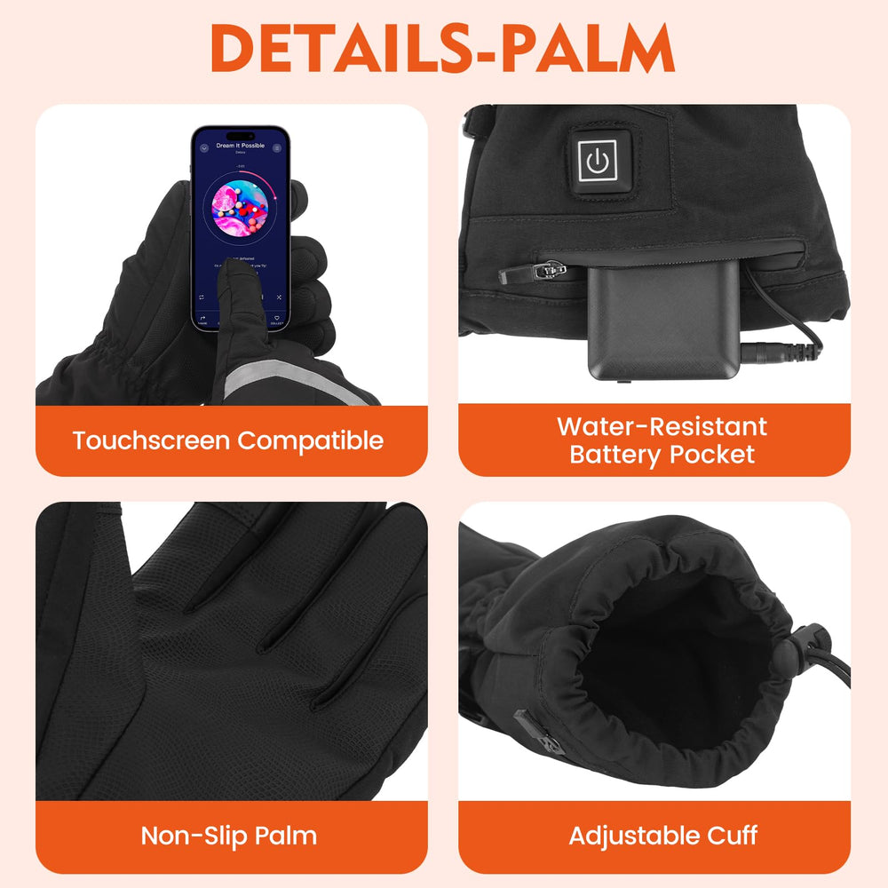 Figcays heated gloves silicone-grip palm ensures secure hold on gear