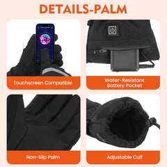 Figcays heated gloves silicone-grip palm ensures secure hold on gear