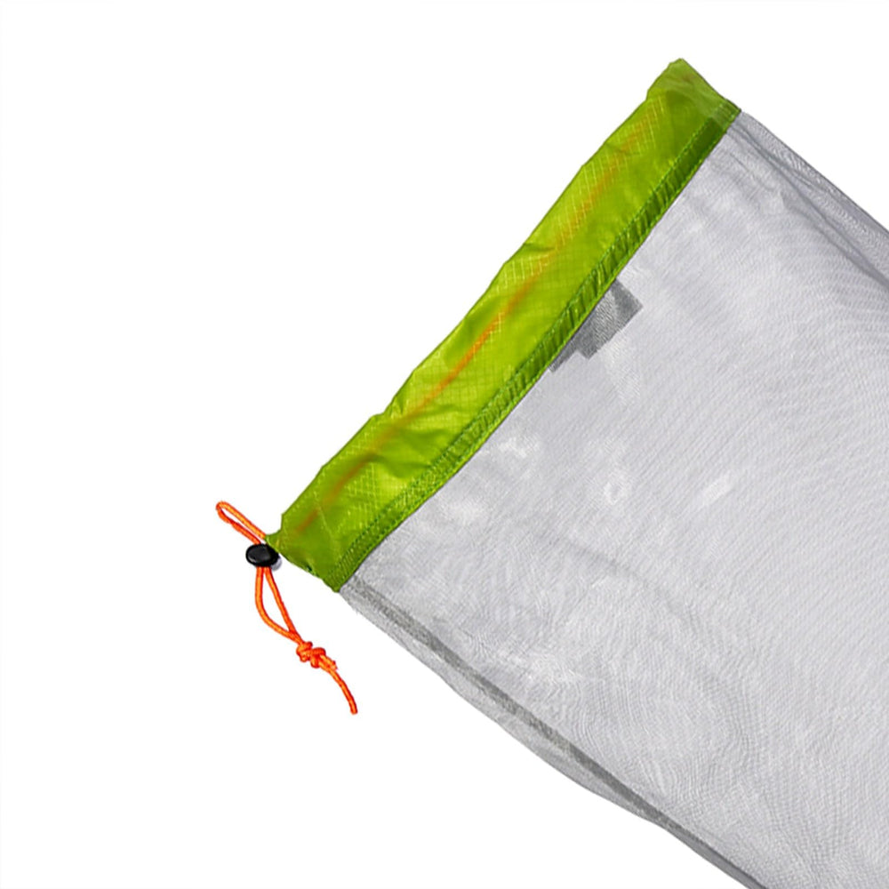 Filfeel Mesh Stuff Sack folded compact for minimalist travel organization.