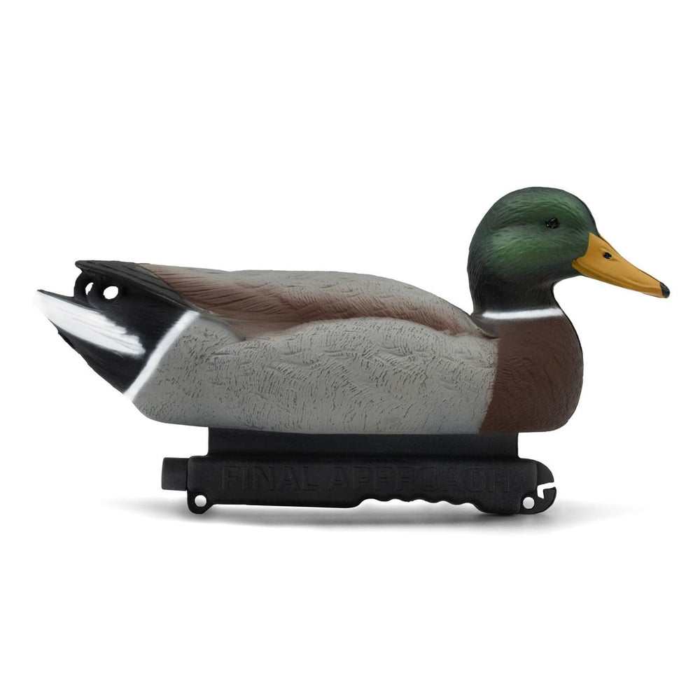 Final Approach Last Pass Mallard Floaters drake close-up, lifelike carving stands out.