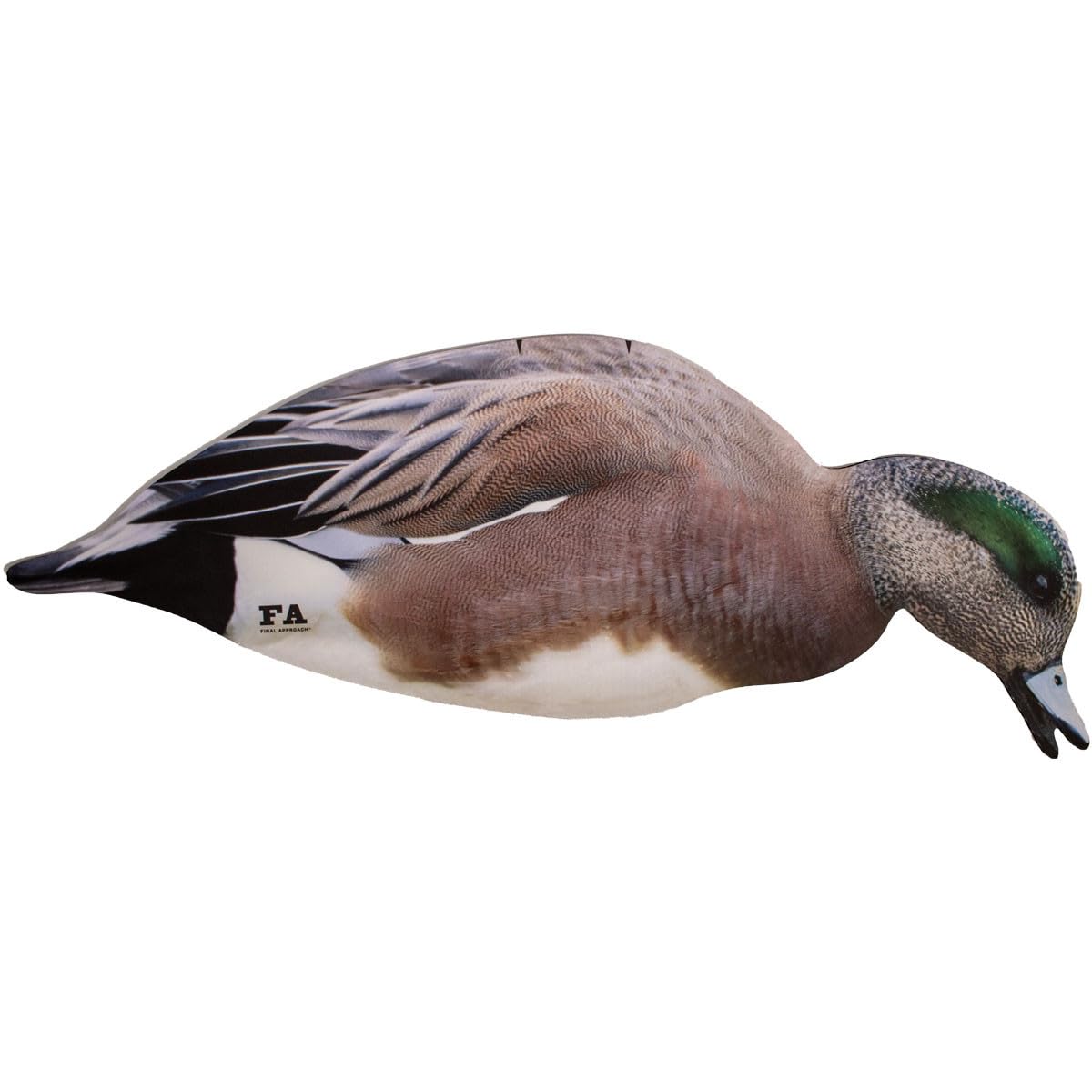 Final Approach Last Pass Wigeon hen upright decoy; ergonomic stake for easy setup.
