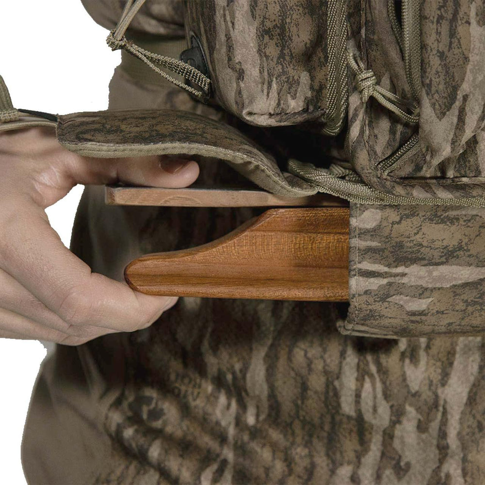 Final Approach Last Strut Chest Pack binocular compartment ready for 8x42 or 10x42.