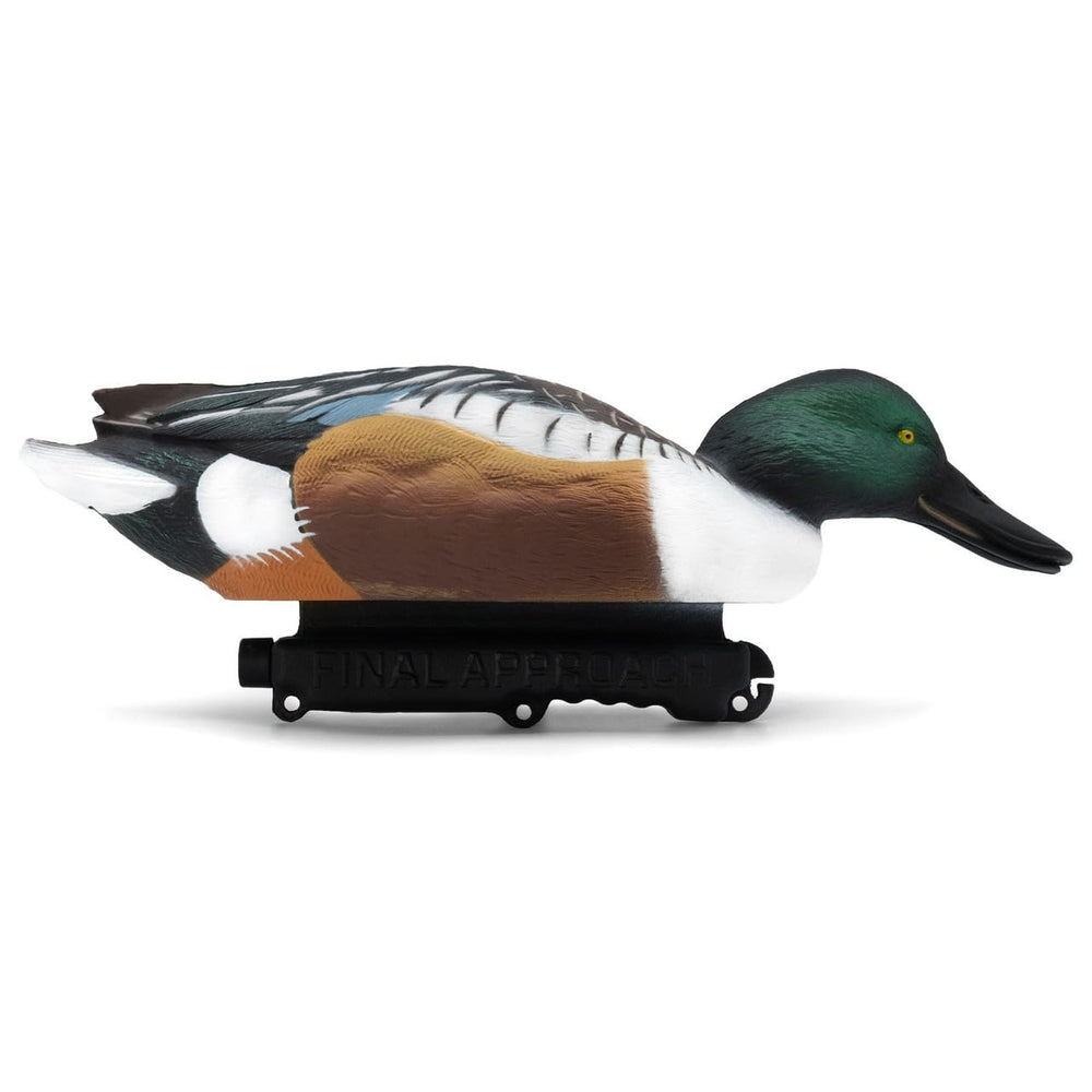 Final Approach Live Floating Northern Shovelers green drake feeder side view ready for rigging.