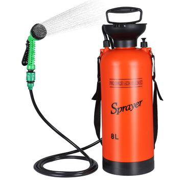 Finderomend portable shower front view showing compact design for easy carry