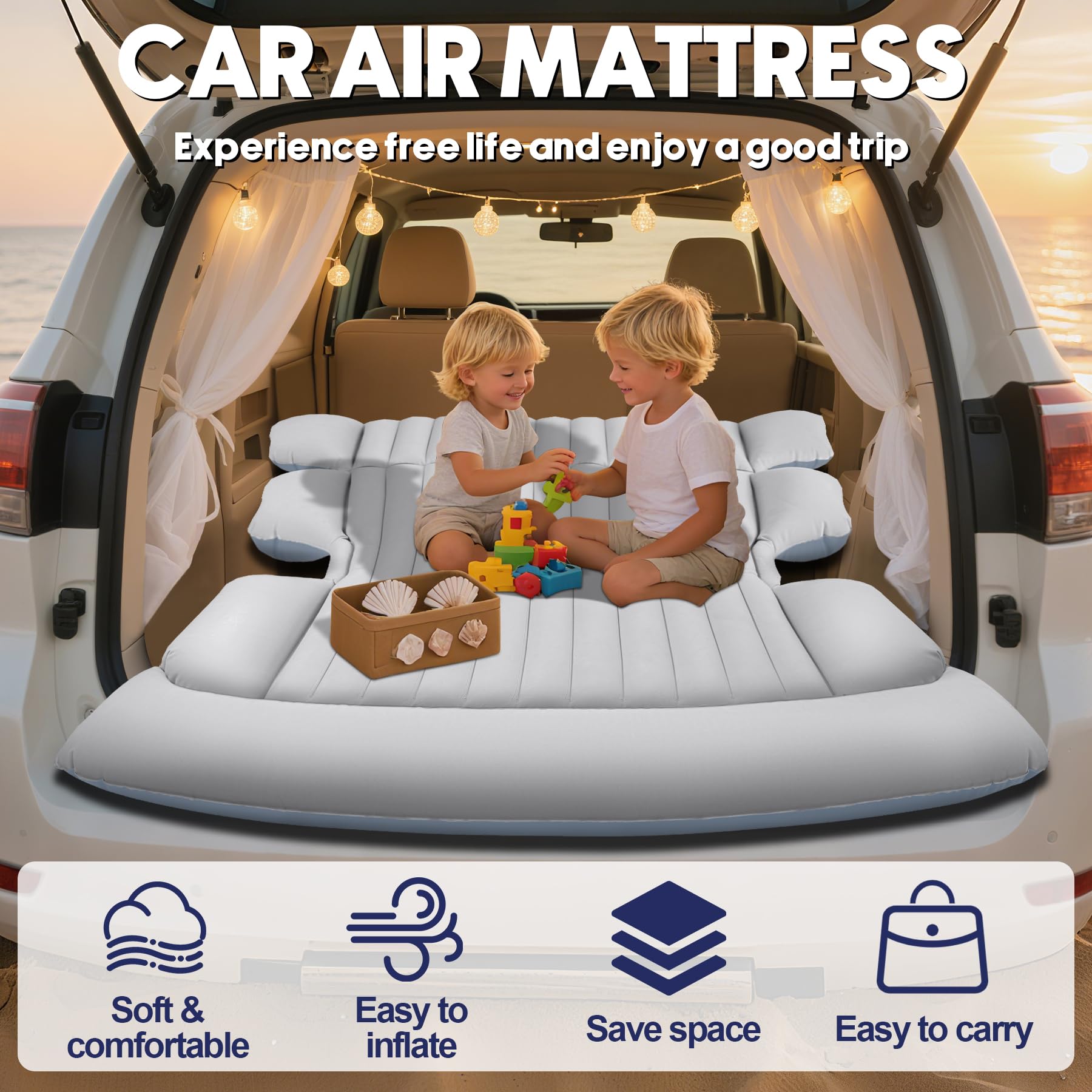 FineBud SUV air mattress with two pillows for extra support