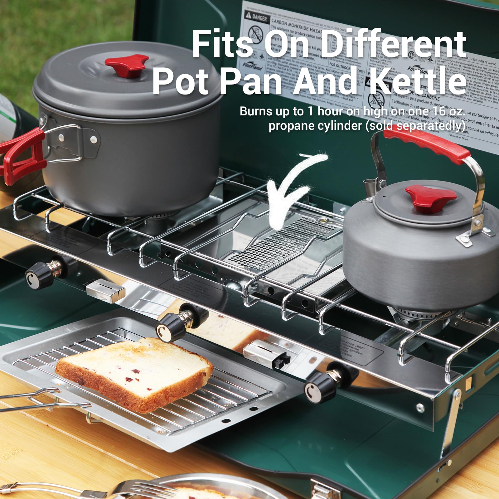 FineFlame camping stove portable compact design for easy transport.
