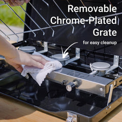 FineFlame stove windshield-clip helps steady flame in wind during cooking