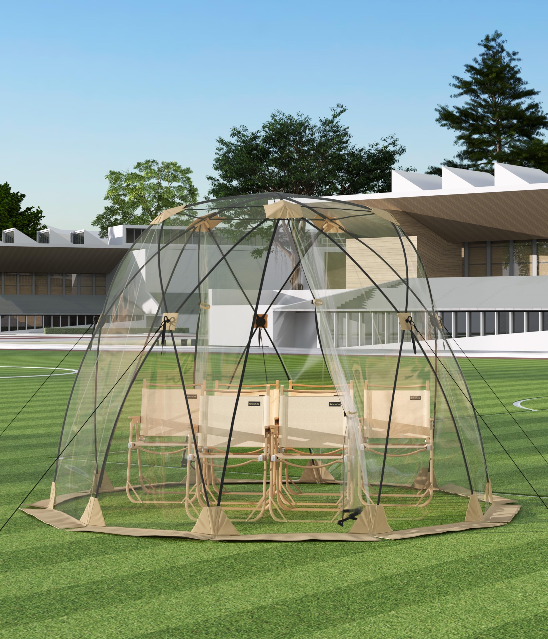 FinerFurnis 10x10 bubble tent exterior with panoramic views