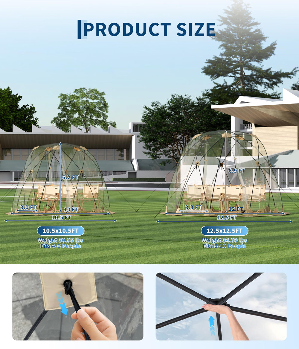 FinerFurnis ground stakes and wind ropes stabilizing the tent