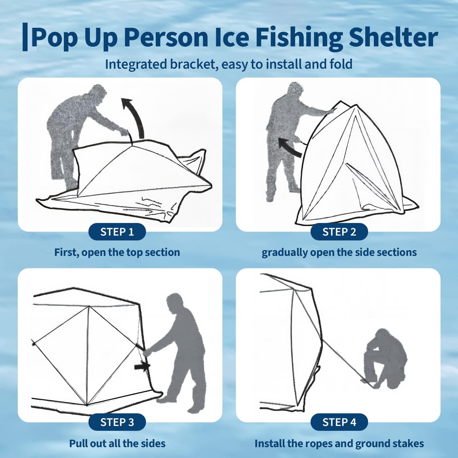 FinerFurnis included ice anchors and ropes enable secure setup on varied ice.