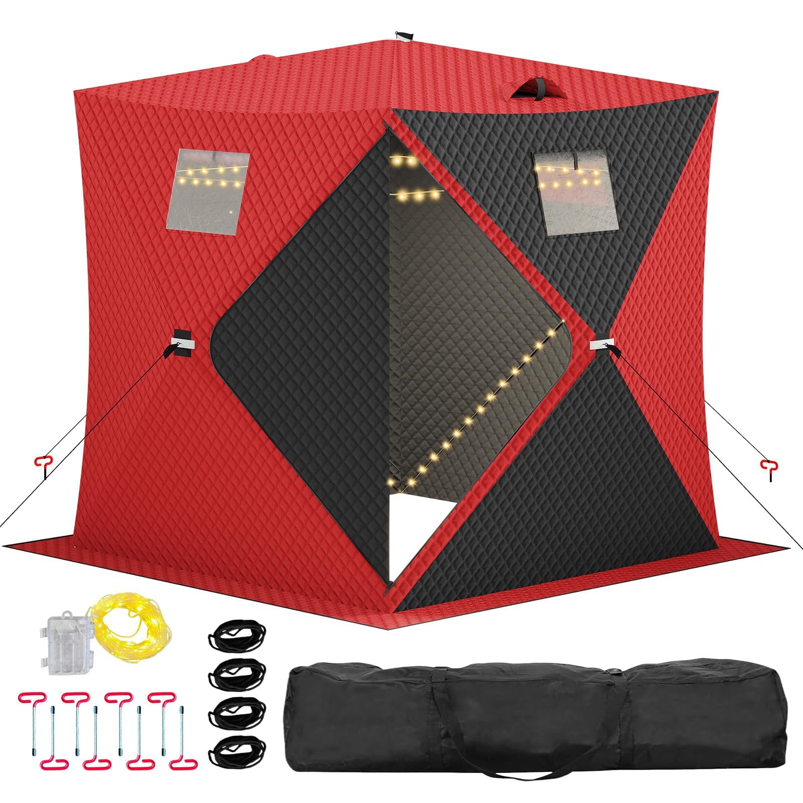 FinerFurnis pop-up ice shelter unfolds quickly for fast, flexible ice fishing setups.
