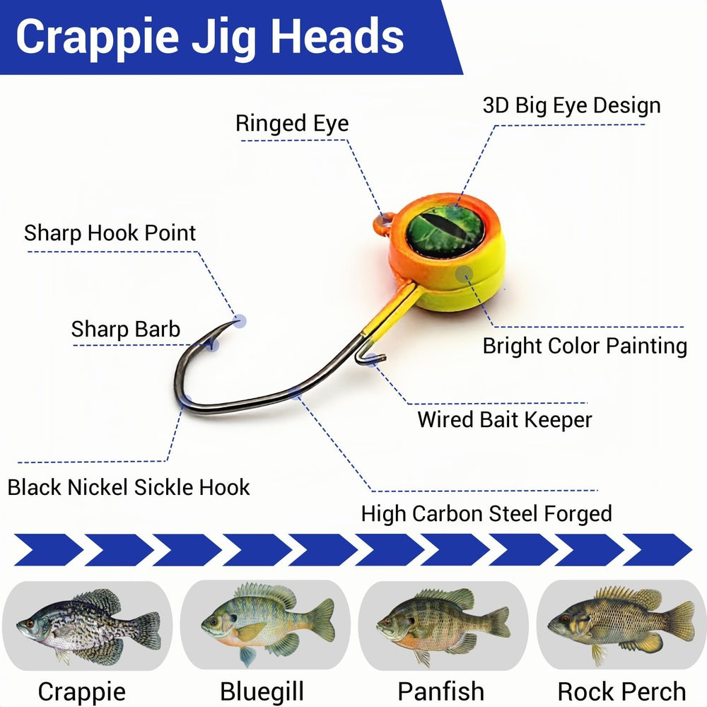 60-piece jig head set showing 1/32oz size and bright eyes