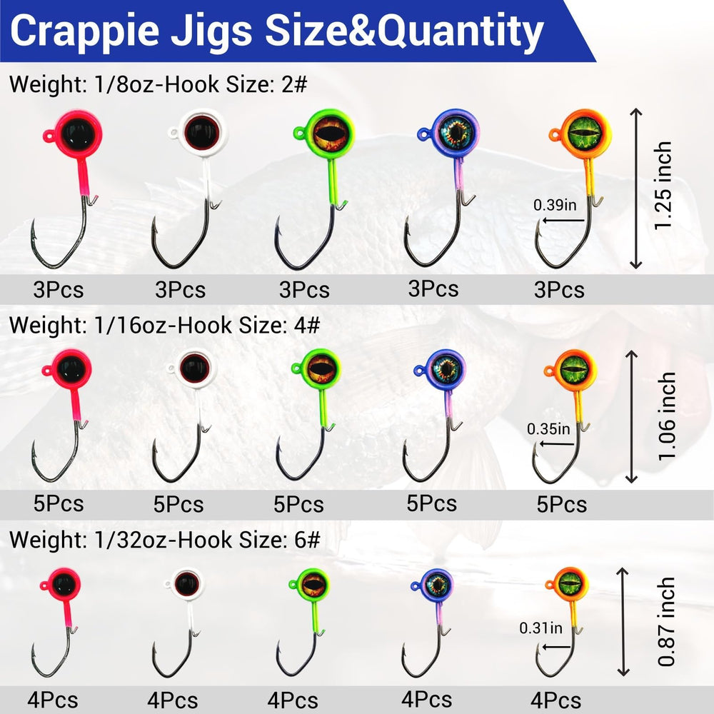 Bright hand-painted jig heads with large 3D eyes