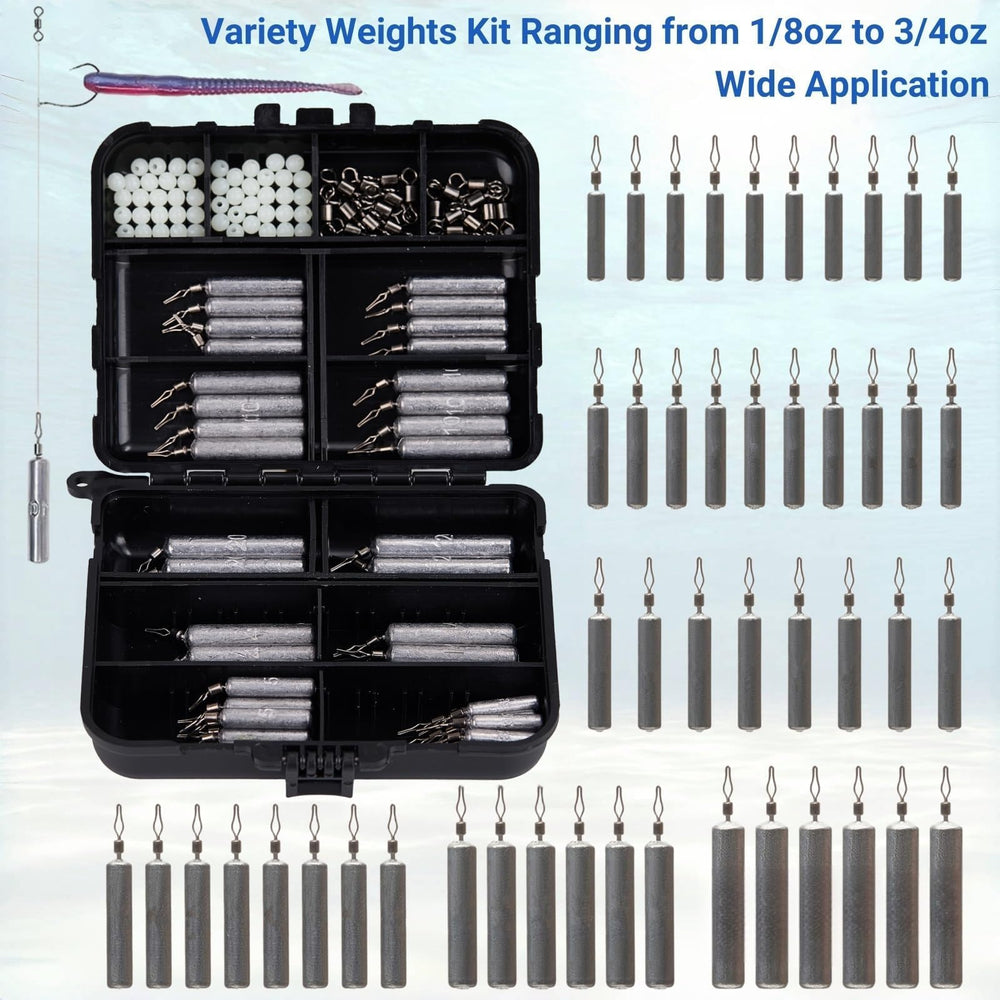 Slim pencil-style lead weights designed for smooth casting