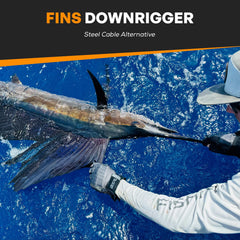 FINS Downrigger Braid depth test shows deep reach with reduced blow-back.