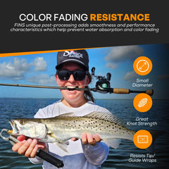 FINS Windtamer rod-tip wraps visual indicates reduced tangling during high-velocity retrieves.