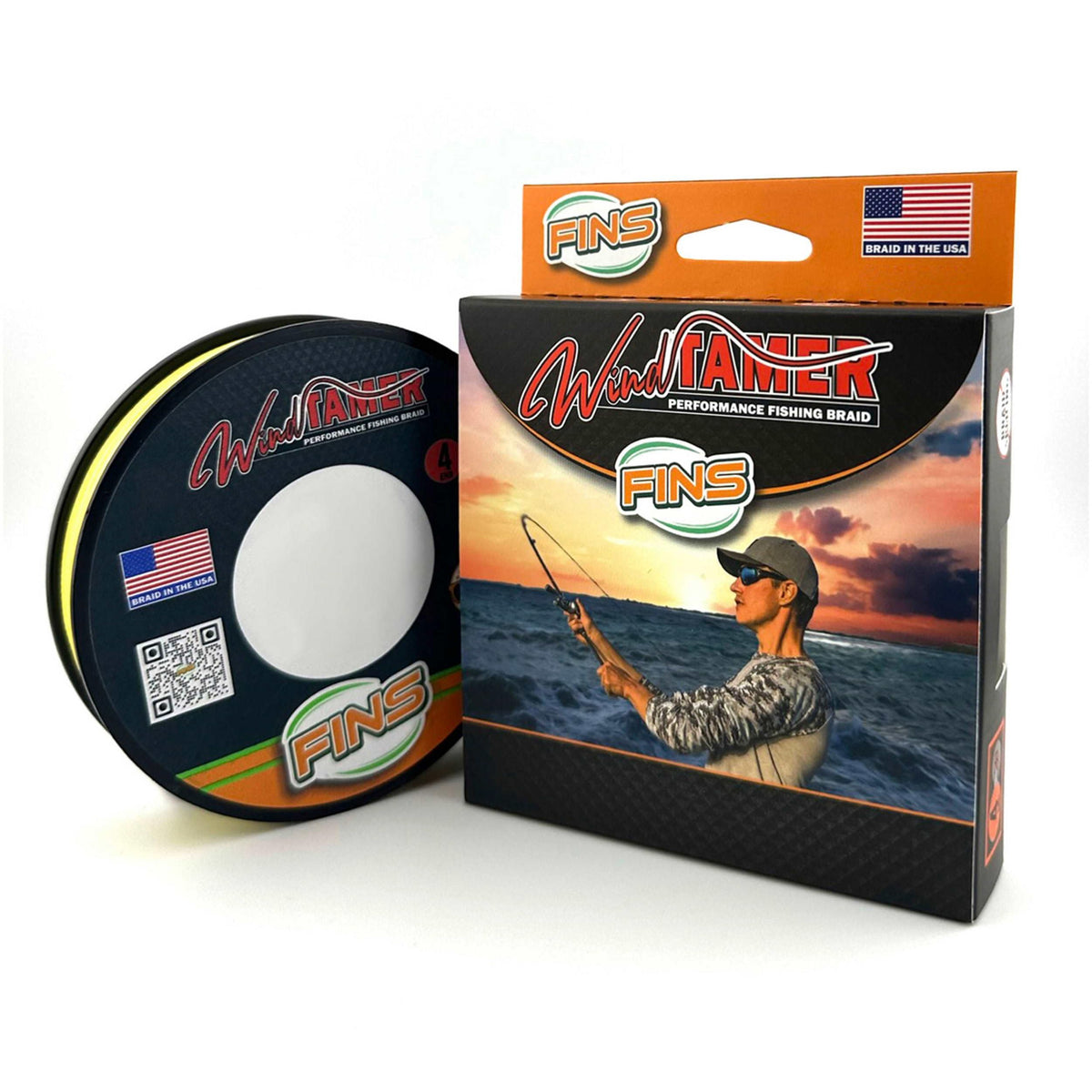 FINS Windtamer braided line on a spool highlights smooth handling for easy rigging.