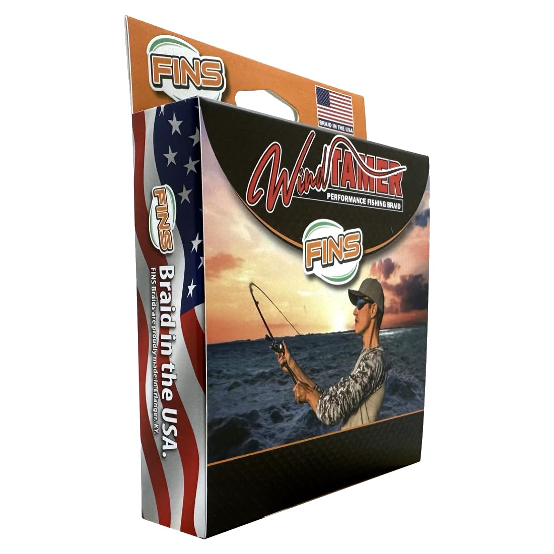 FINS Windtamer slate green spool shows durable braid for clean spooling