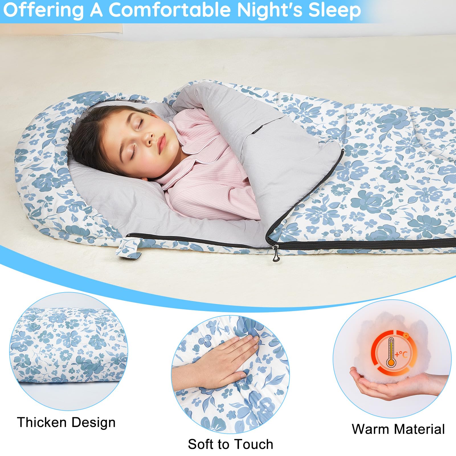 FIOBEE 3D bottom structure supports feet without pressure for comfortable sleeping position.