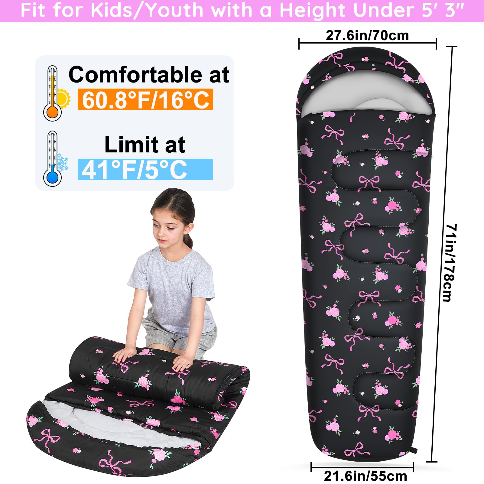 FIOBEE sleeping bag inner lining and fill showcasing soft comfort and warmth