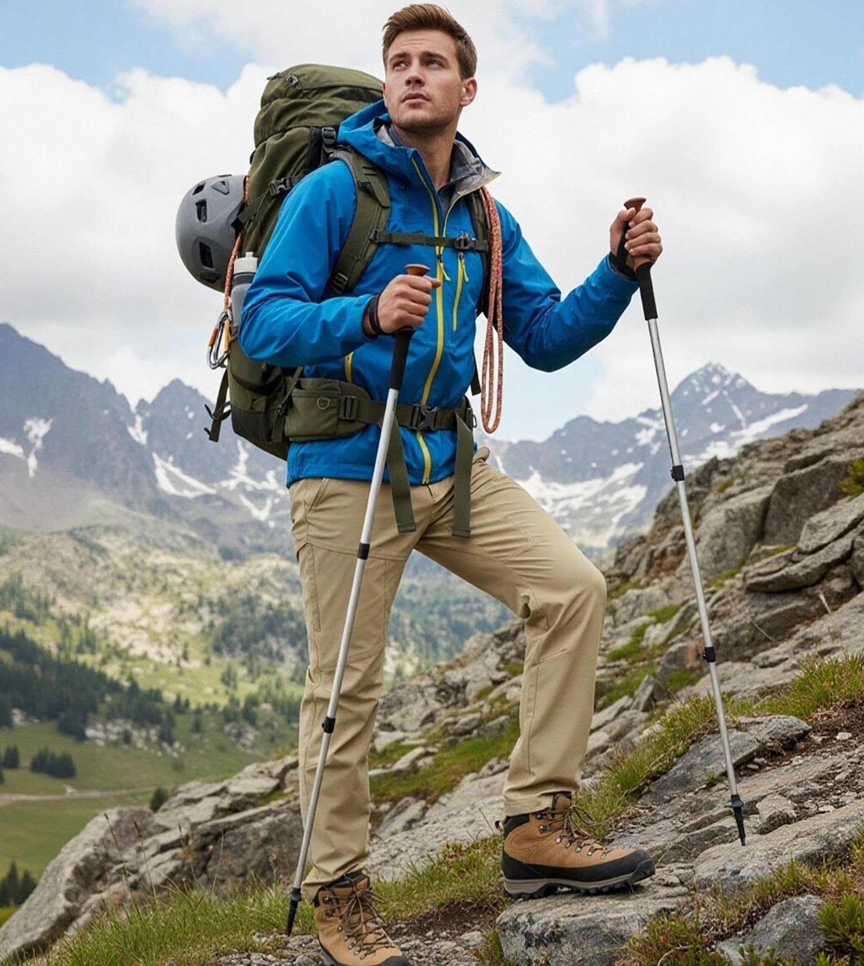 Fioboc mens hiking pants highlighting DuPont Teflon coating water resistance and stain repellent.