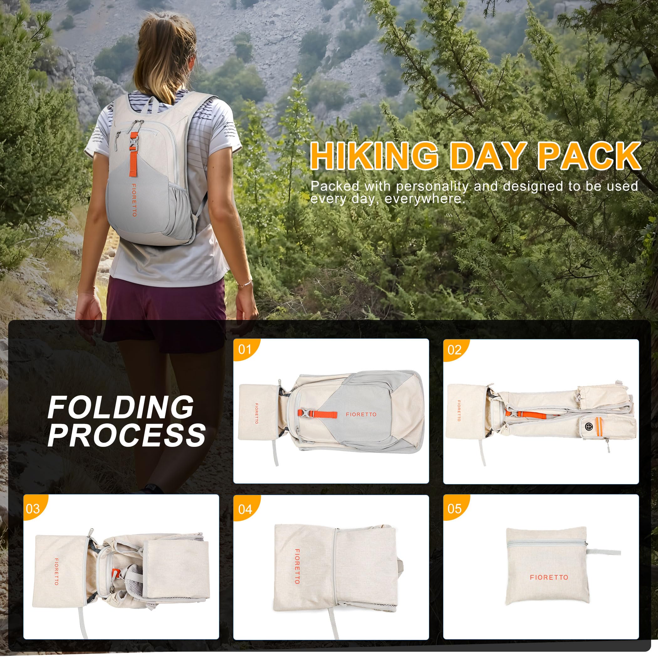 FIORETTO daily-use carry-on ready backpack suited for gym, travel, city errands.