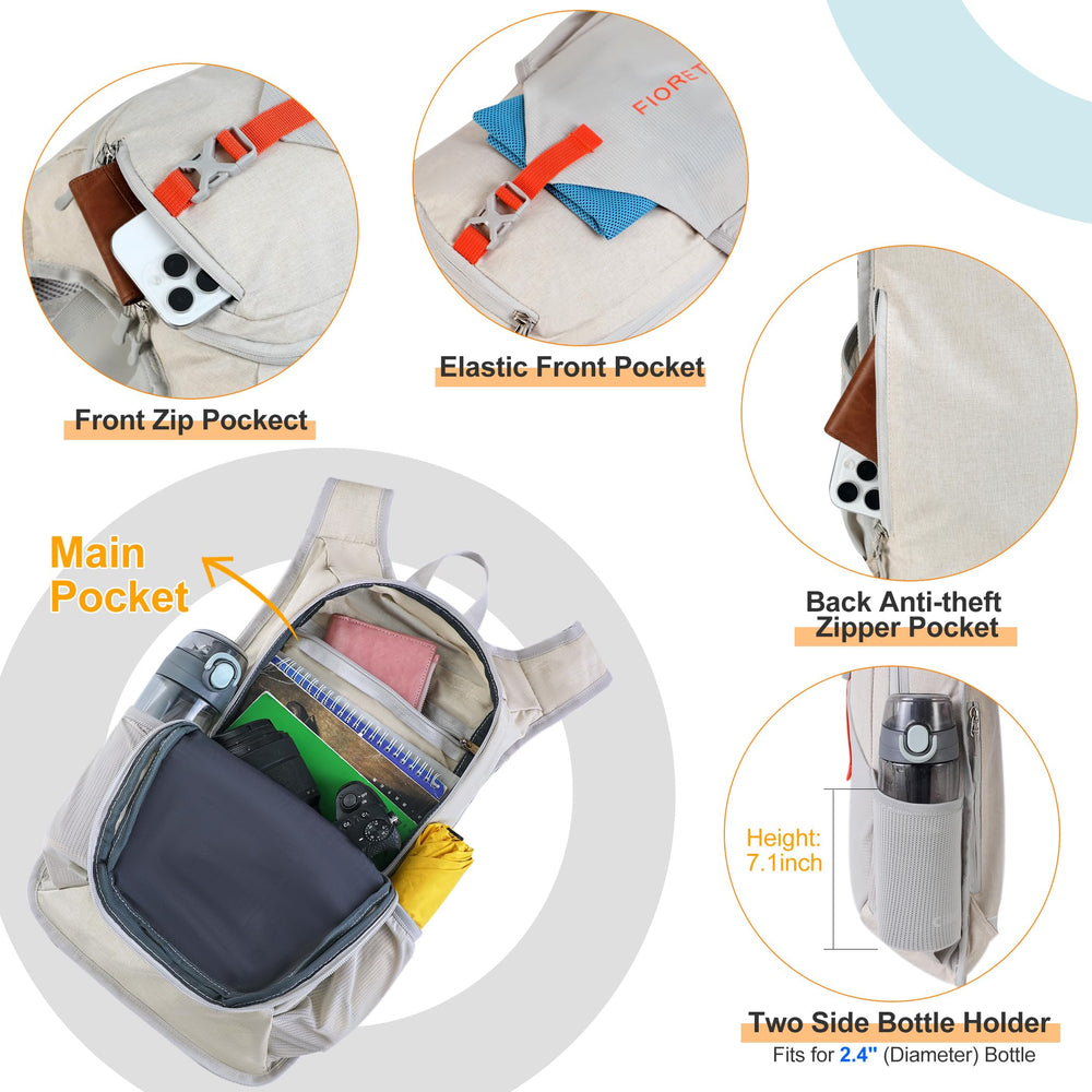 FIORETTO backpack durable fabric closeup emphasizes abrasion resistance for rugged use.