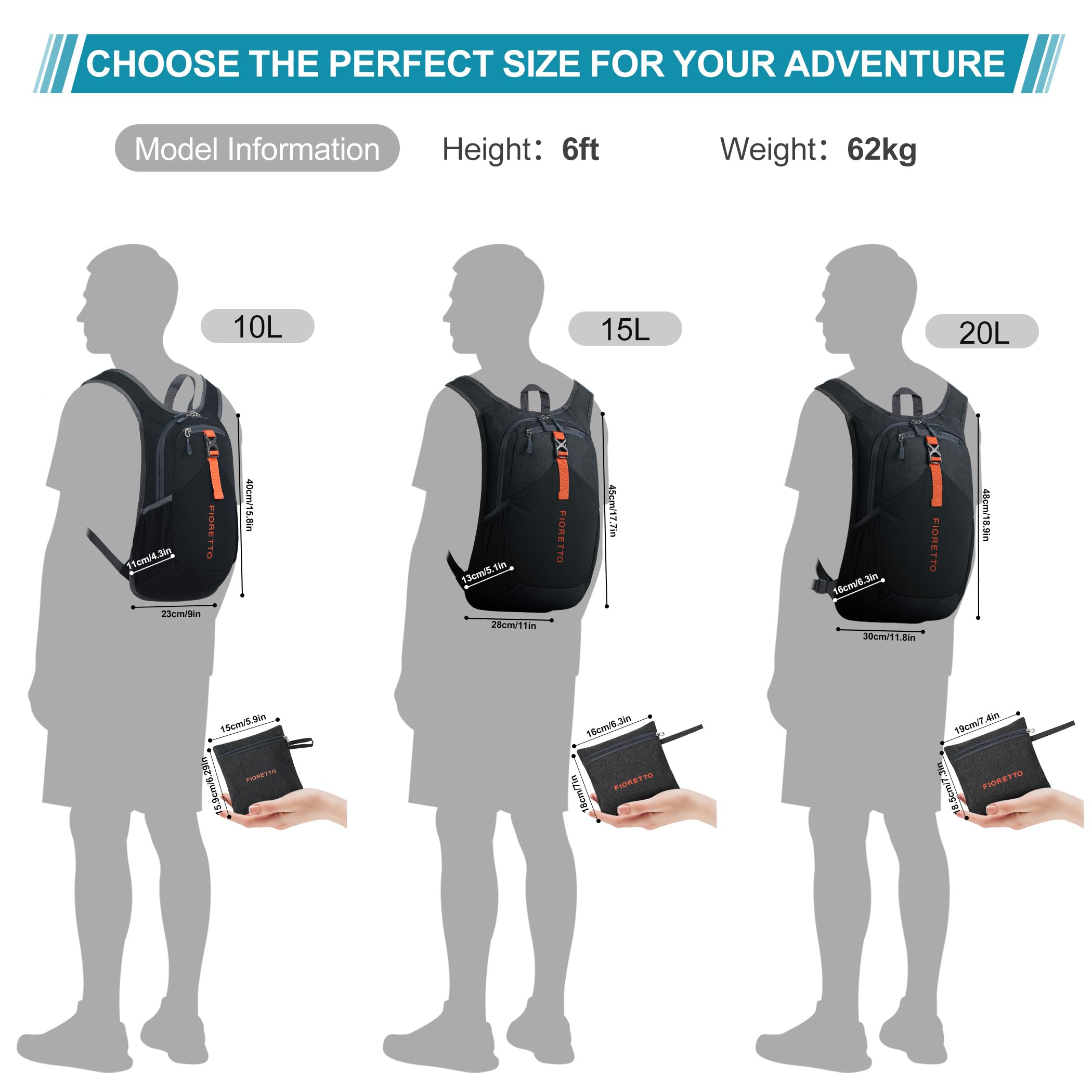 FIORETTO hiking backpack reflective strips boost safety during dusk or dawn sessions.