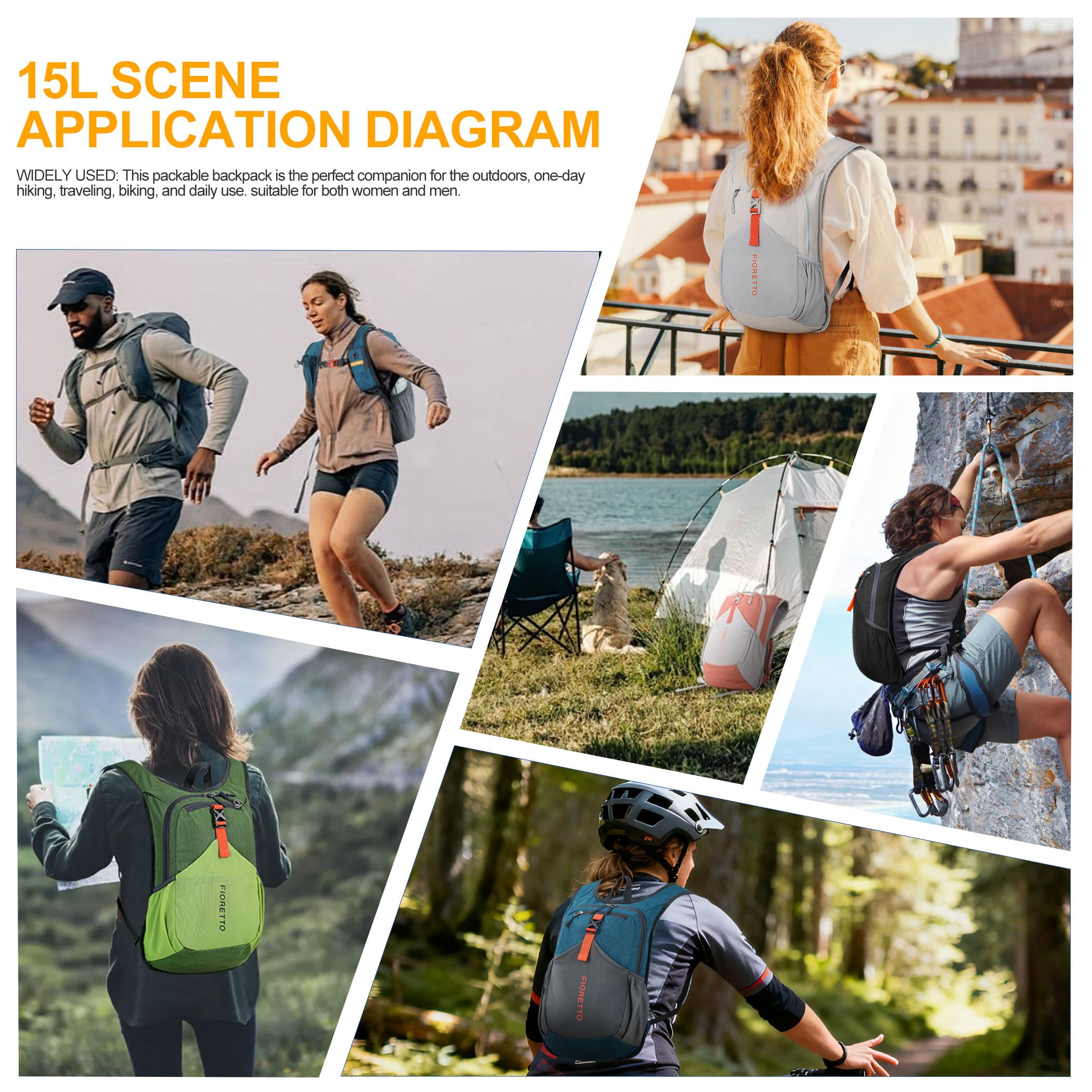 FIORETTO side pocket bottle closeup demonstrates hydration-ready storage.
