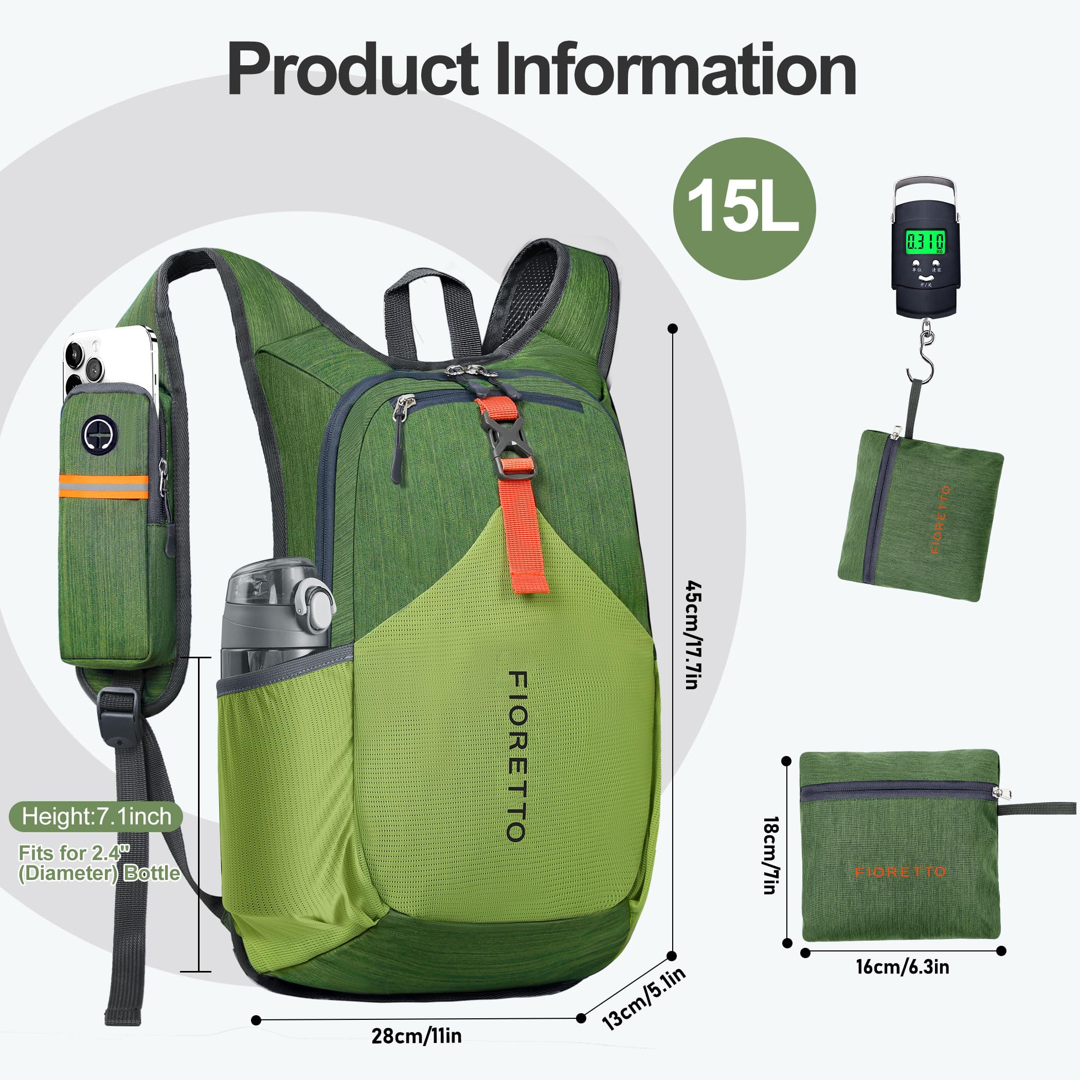 Fioretto chest strap with emergency whistle stabilizes loads.