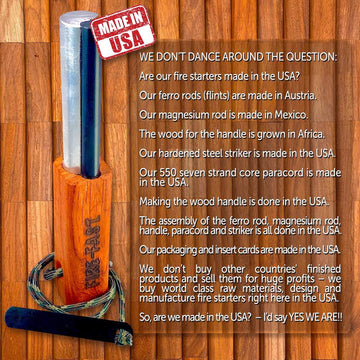 Fire-Fast military-grade magnesium rod delivers intense heat for ignition in harsh conditions.