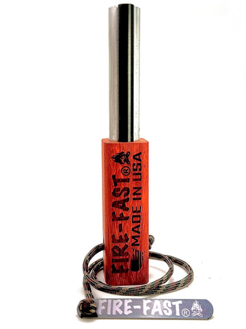 Fire-Fast Trekker ferro rod close-up showing reliable spark generation for quick fires.